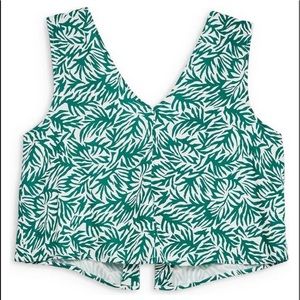 TOPSHOP Matisse Back Tie Tank Top Green Leaf NEW Size 4